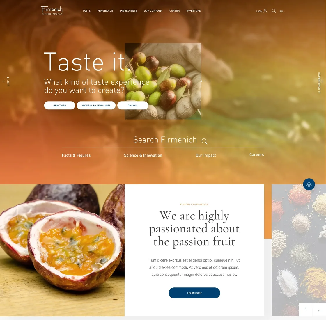 Taste, top of the page