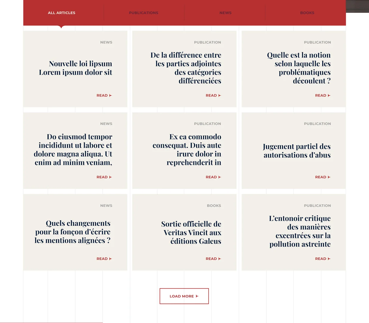 Homepage section: Articles
