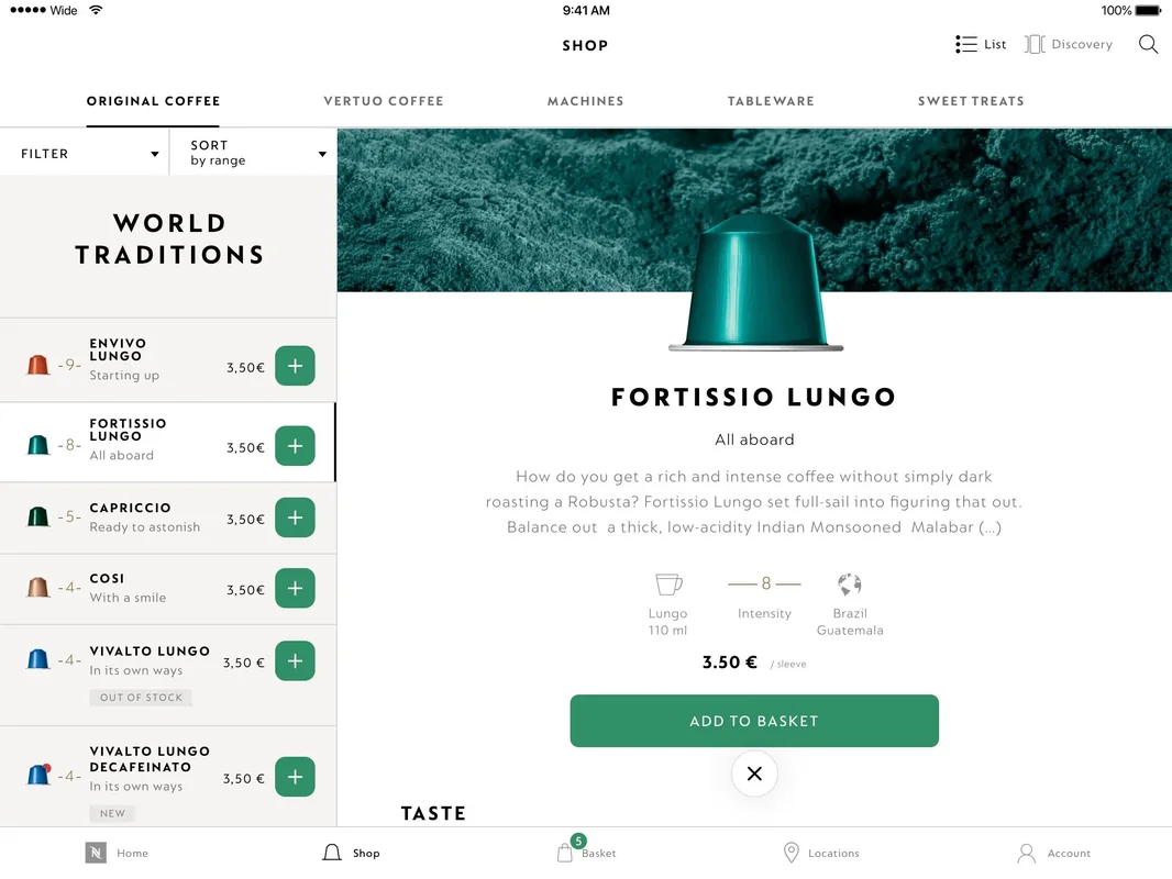 Coffee product page