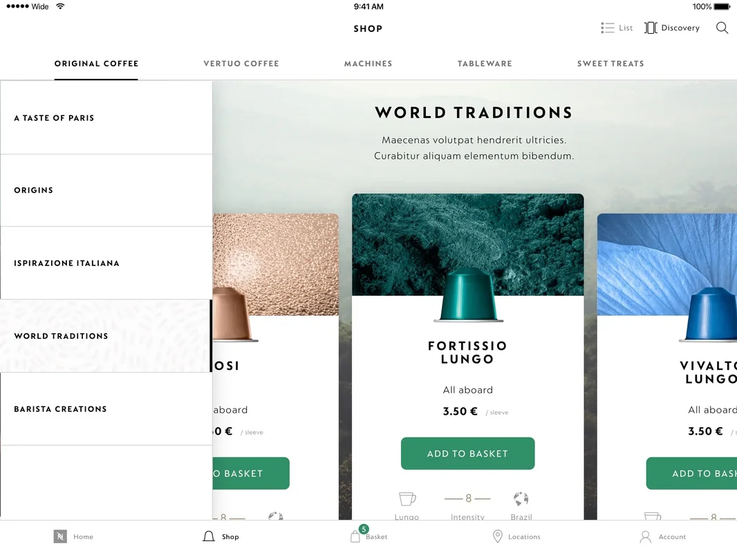 Discover coffee ranges