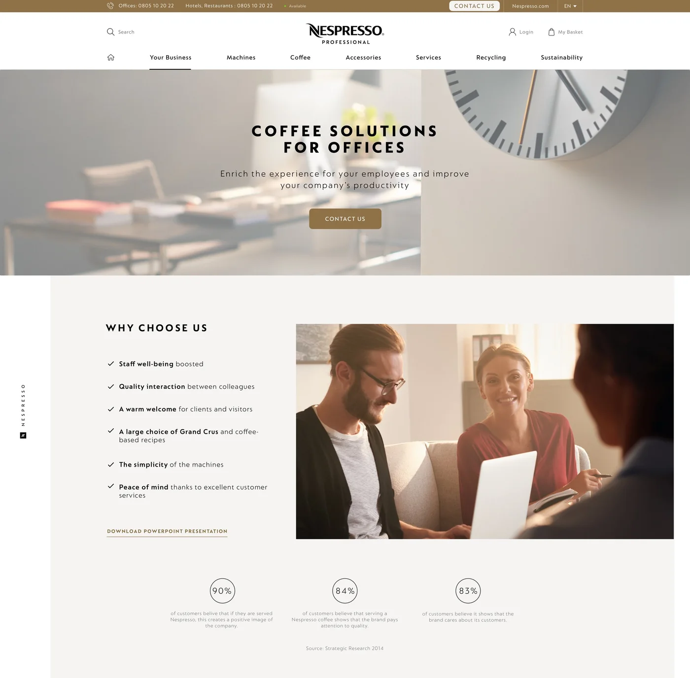 Coffee solutions for offices, top of the page