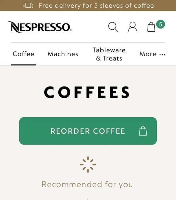 Product page with recommendations, section 1 of 2