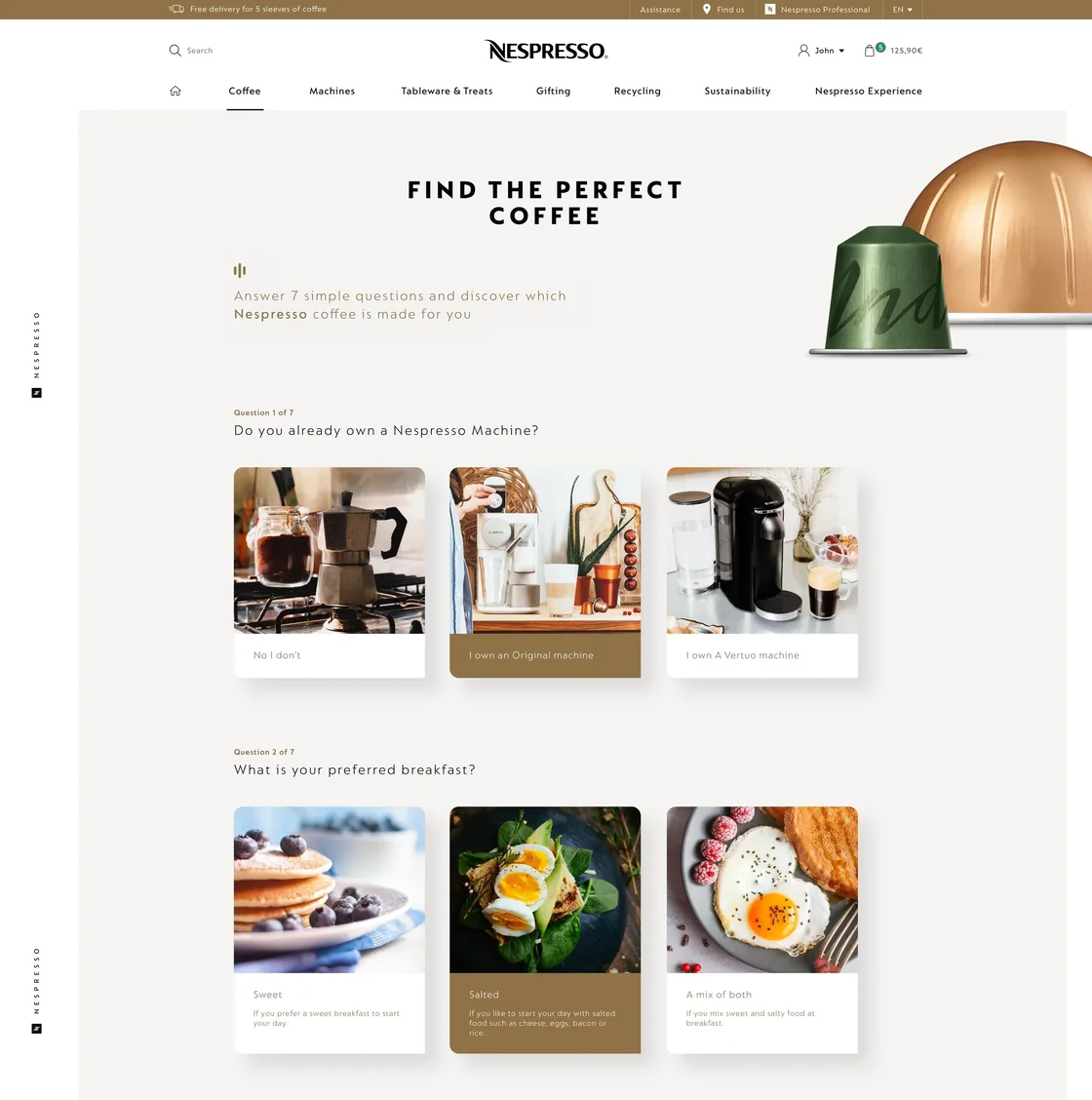 Coffee finder, top of the page